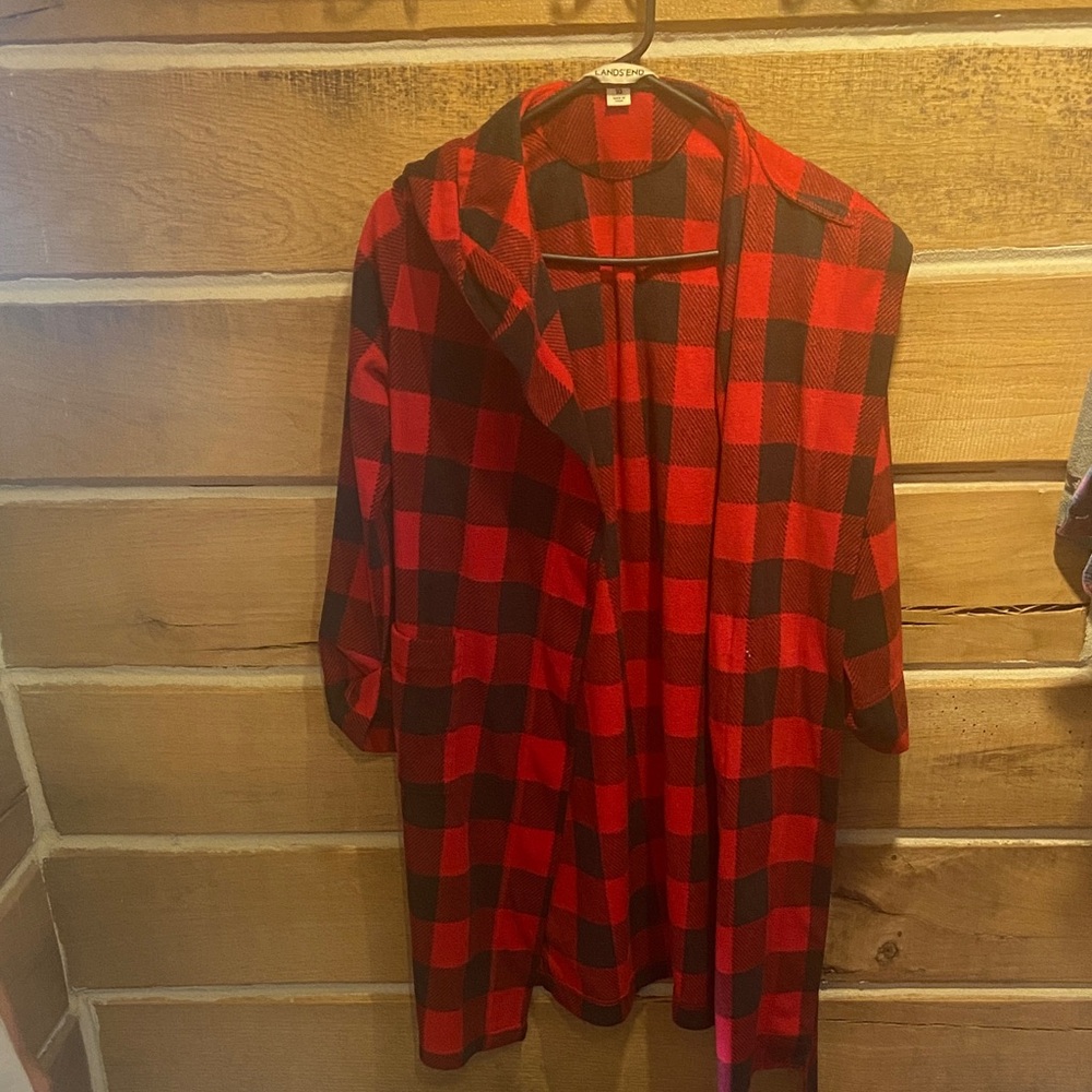 Lands' End Red and Black Plaid Women's Cape